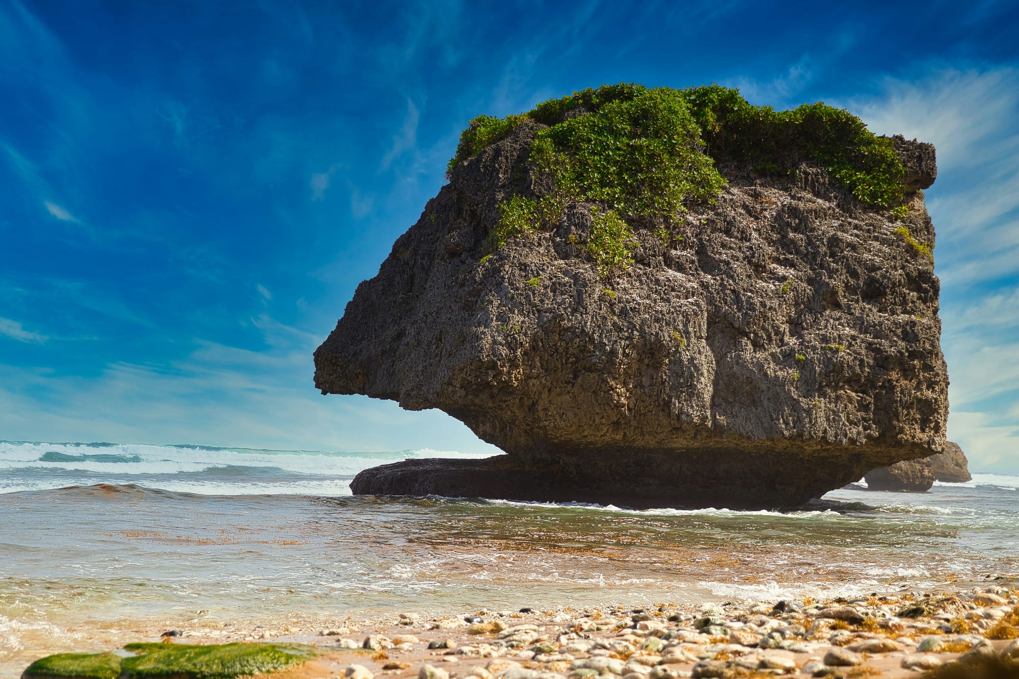Bathsheba Beach, Saint Joseph Parish, Barbados — the iconic mushroom rock formation at Bathsheba Beach