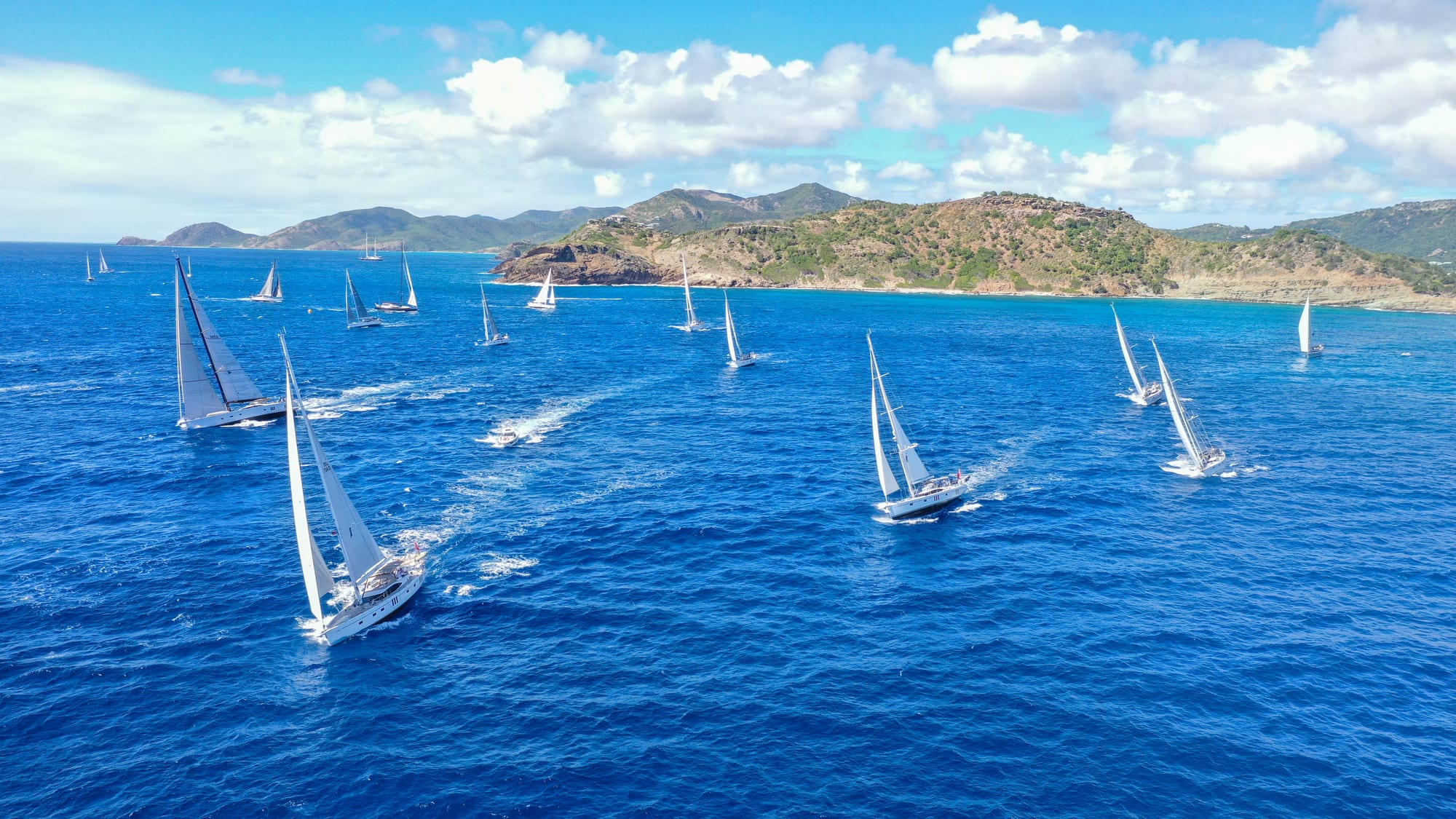 English Harbour, Antigua — Oyster World Rally yachts racing offshore from English Harbour