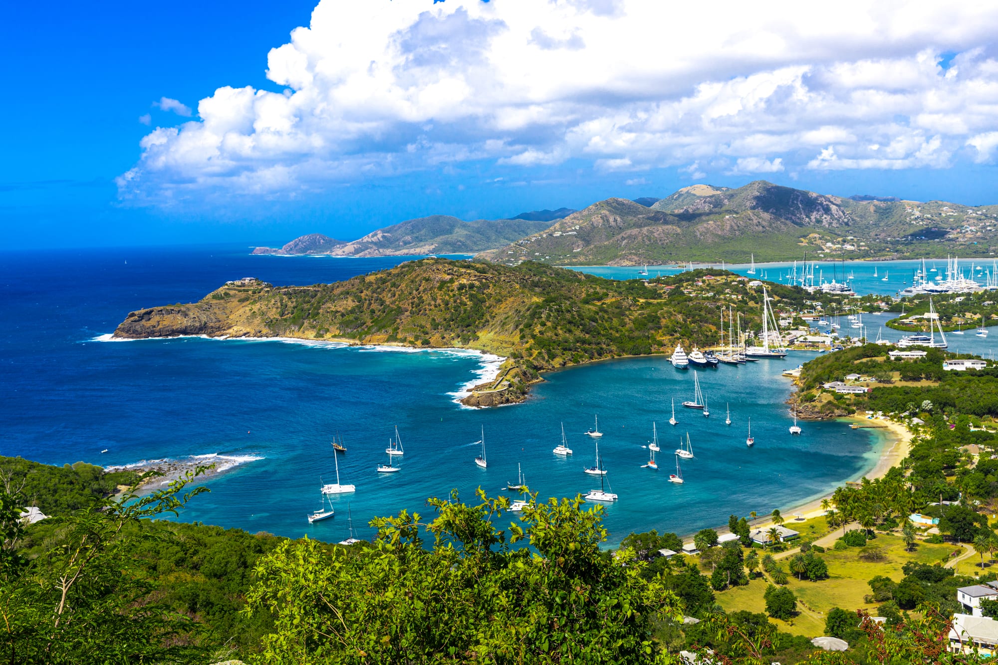 Shirley Heights, English Harbour, Antigua — looking out from the Shirley Heights lookout over English Harbour