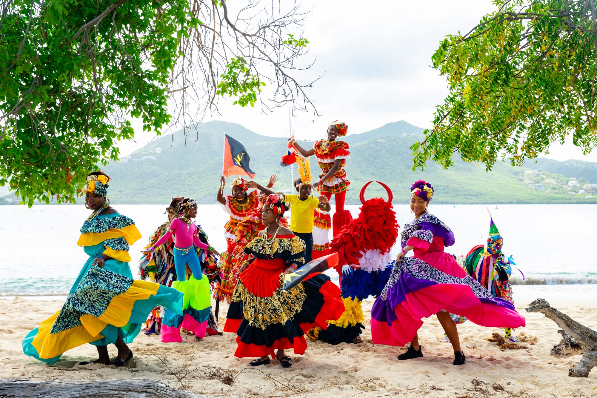 Saint John's, Antigua — traditional carnival dancers at Antigua's Summer Carnival