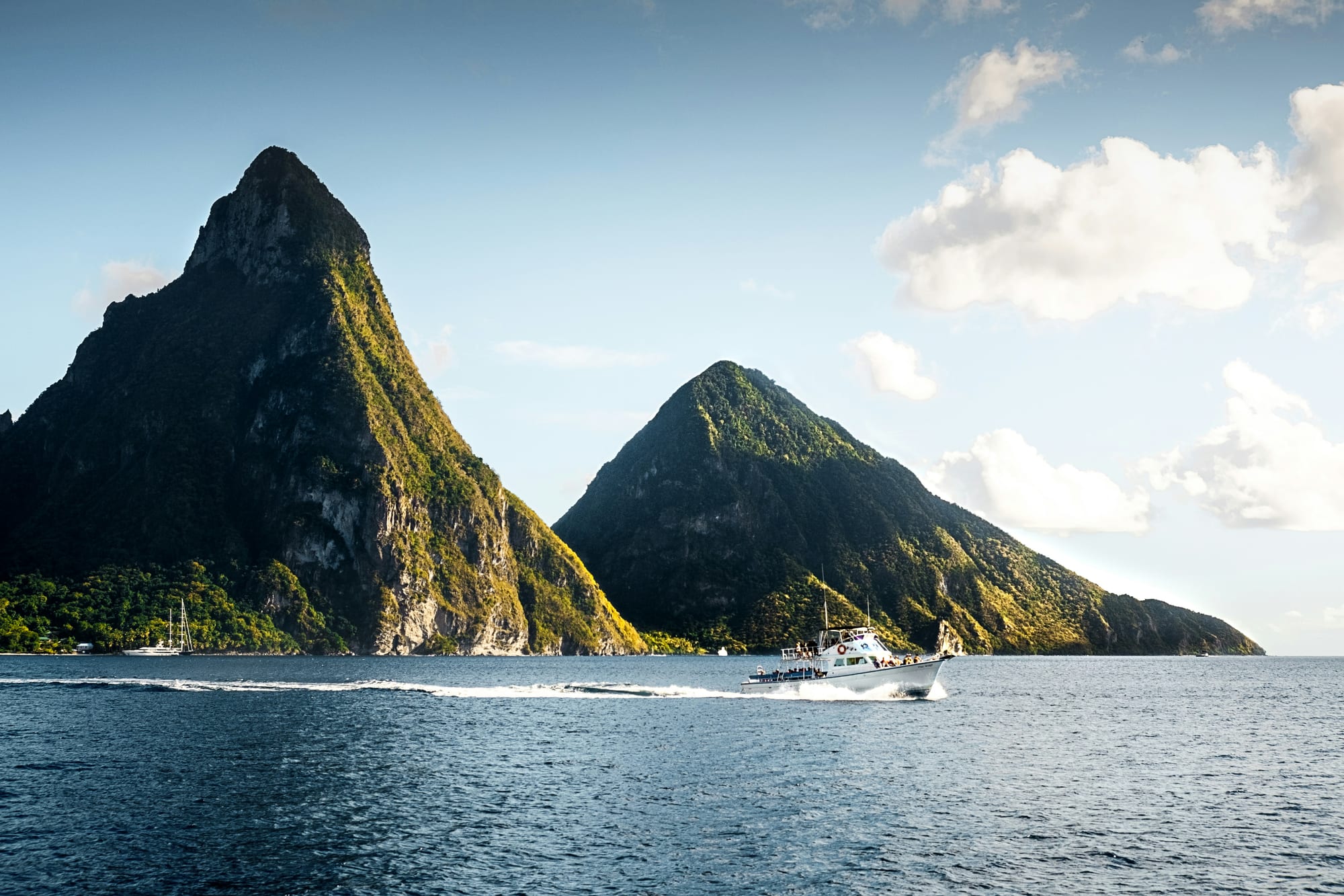 Soufrière, Saint Lucia — cruising past the iconic Twin Pitons of Saint Lucia